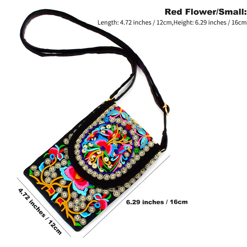 Inula Flower Rose Embroidery Canvas Backpack Crossbody Bag - Image 3