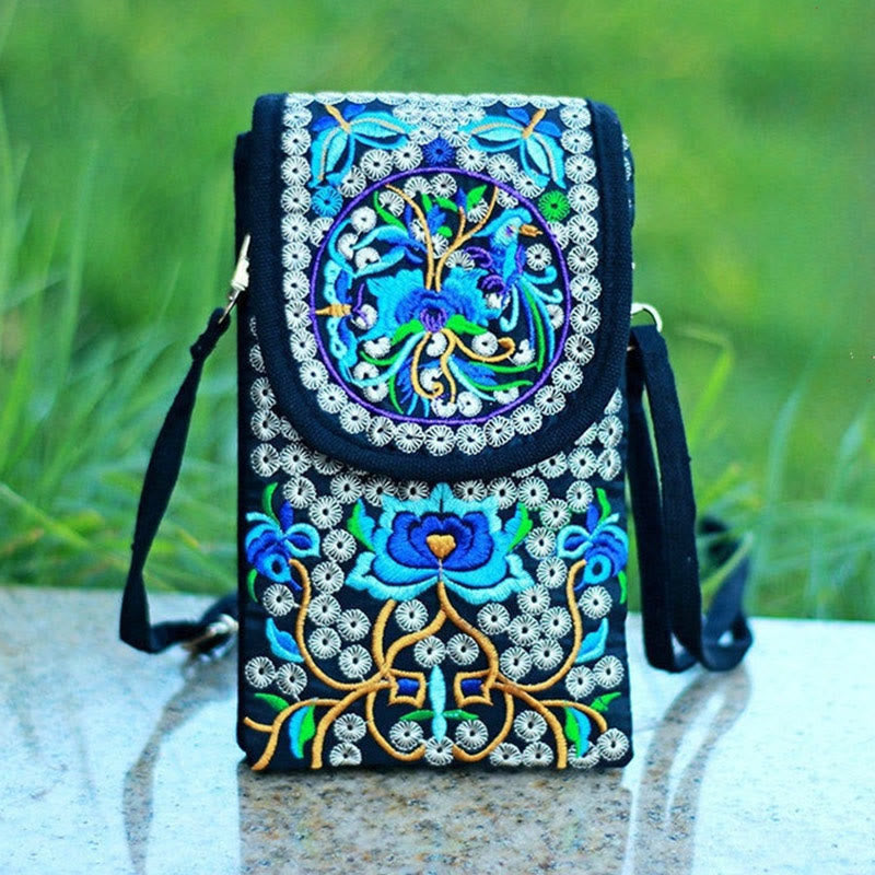 Inula Flower Rose Embroidery Canvas Backpack Crossbody Bag - Image 7