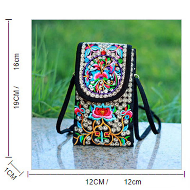 Inula Flower Rose Embroidery Canvas Backpack Crossbody Bag - Image 6