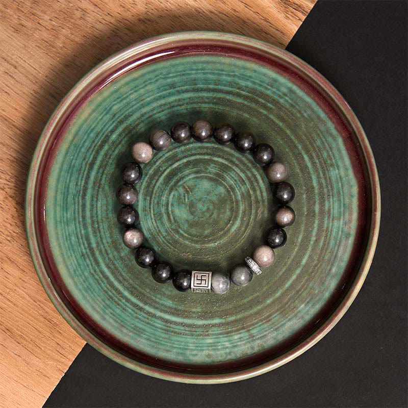 Black Obsidian Eagle's Eye Stone Strength Courage Bracelet - Image 6