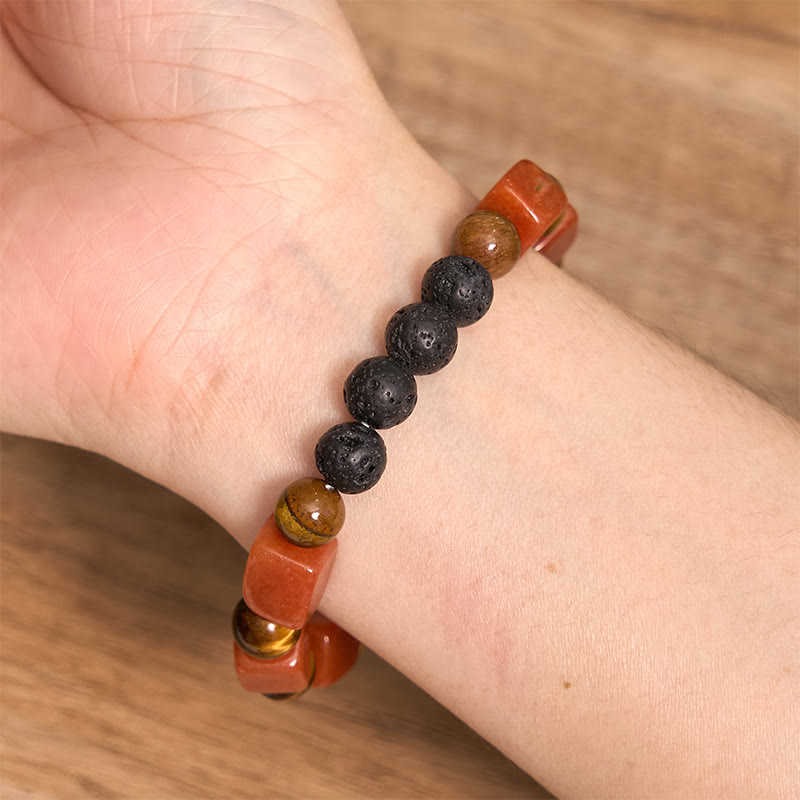 Various Crystals Cube Amethyst Lava Rock Support Bracelet - Image 57