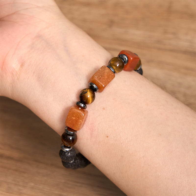 Various Crystals Cube Amethyst Lava Rock Support Bracelet - Image 56