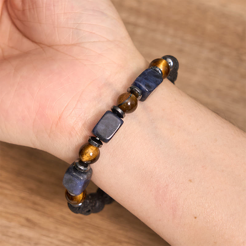 Various Crystals Cube Amethyst Lava Rock Support Bracelet - Image 45