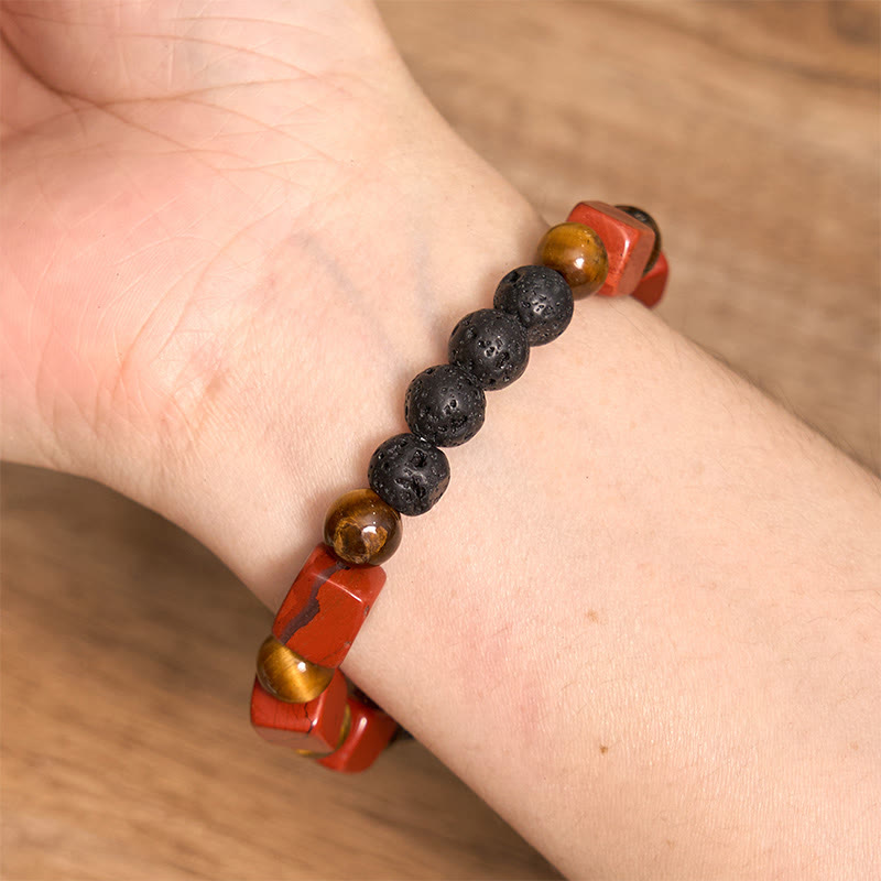 Various Crystals Cube Amethyst Lava Rock Support Bracelet - Image 35