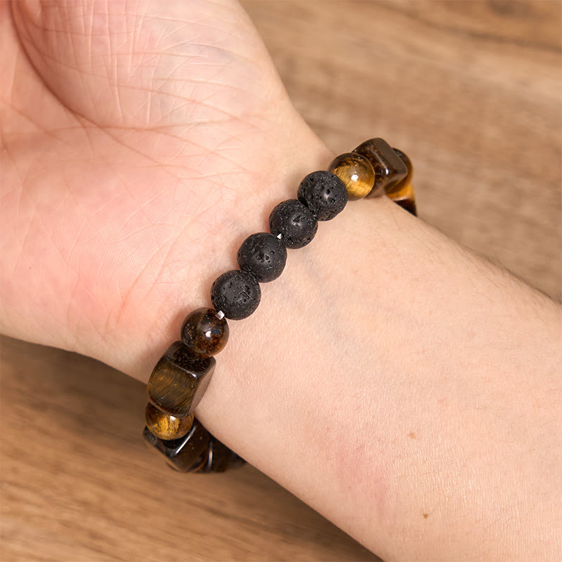 Various Crystals Cube Amethyst Lava Rock Support Bracelet - Image 16