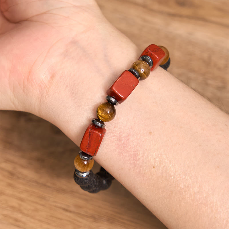 Various Crystals Cube Amethyst Lava Rock Support Bracelet - Image 34