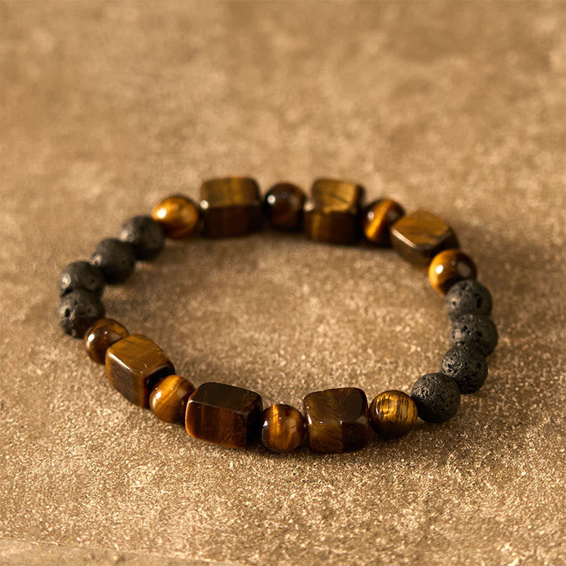 Various Crystals Cube Amethyst Lava Rock Support Bracelet - Image 13