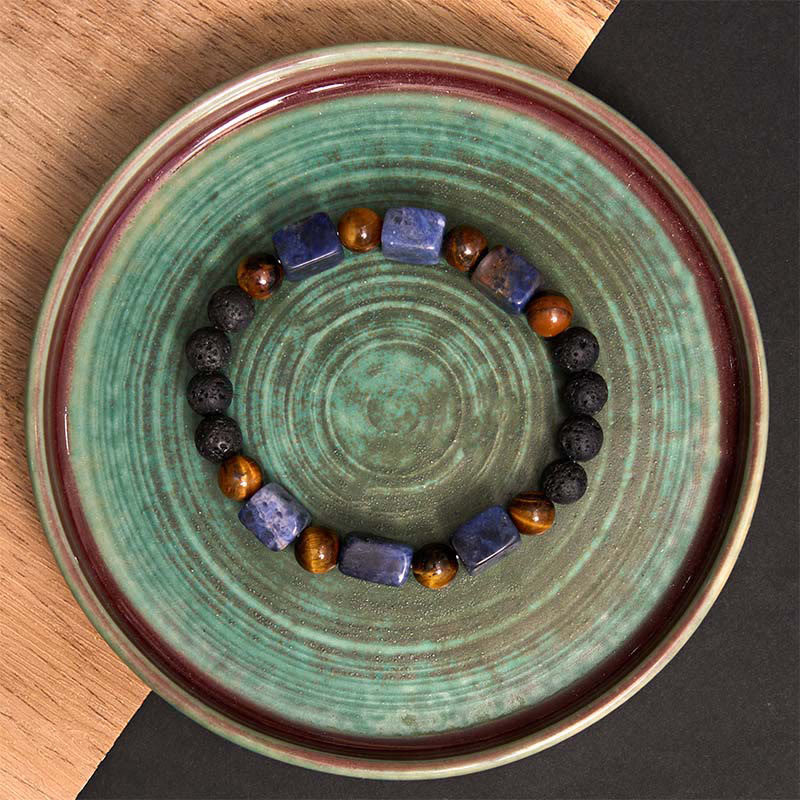 Various Crystals Cube Amethyst Lava Rock Support Bracelet - Image 47