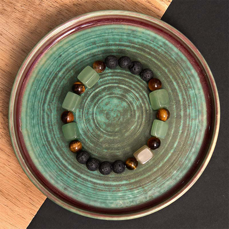 Various Crystals Cube Amethyst Lava Rock Support Bracelet - Image 26