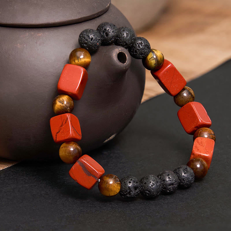 Various Crystals Cube Amethyst Lava Rock Support Bracelet - Image 31