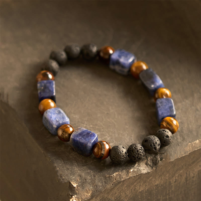 Various Crystals Cube Amethyst Lava Rock Support Bracelet - Image 41