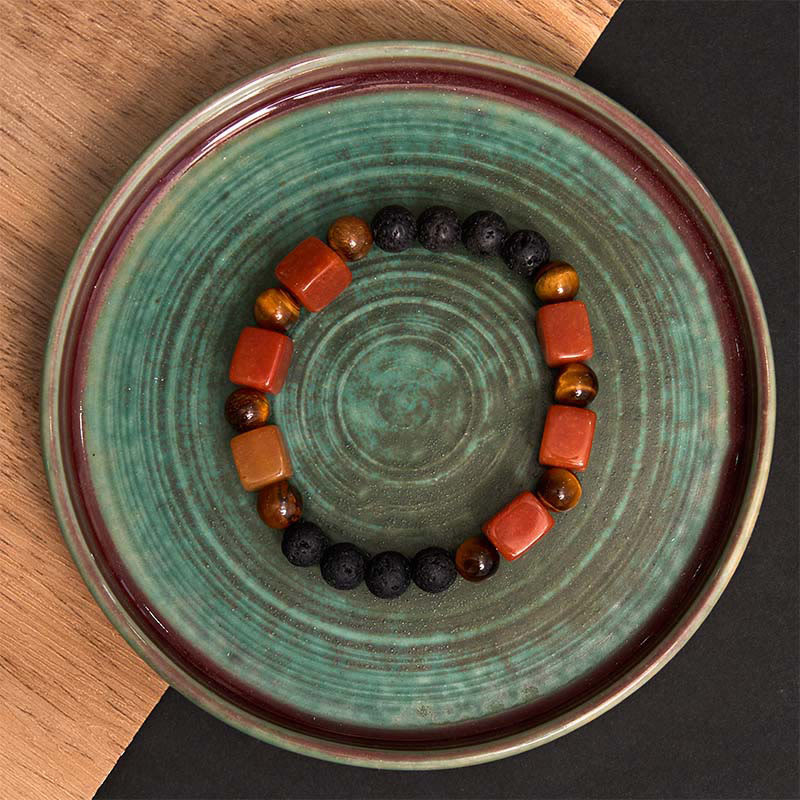 Various Crystals Cube Amethyst Lava Rock Support Bracelet - Image 58