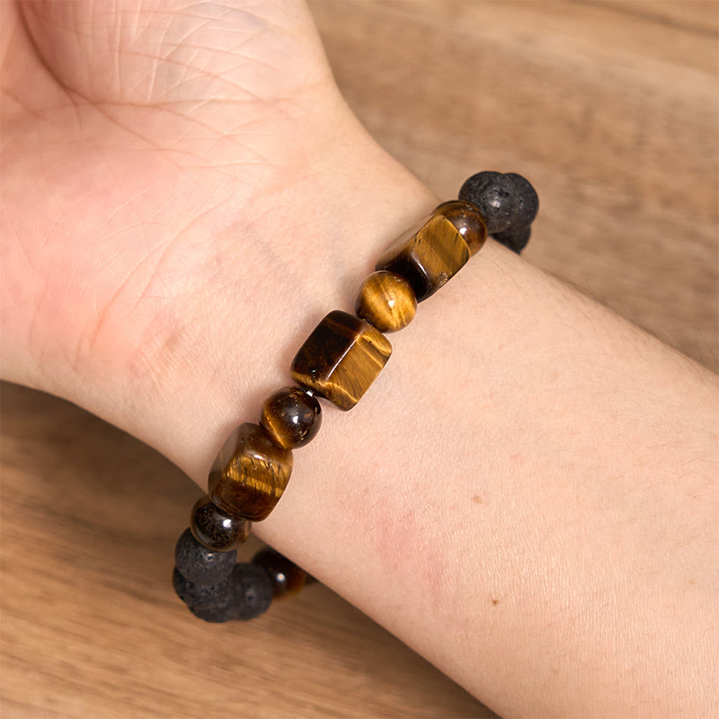 Various Crystals Cube Amethyst Lava Rock Support Bracelet - Image 15