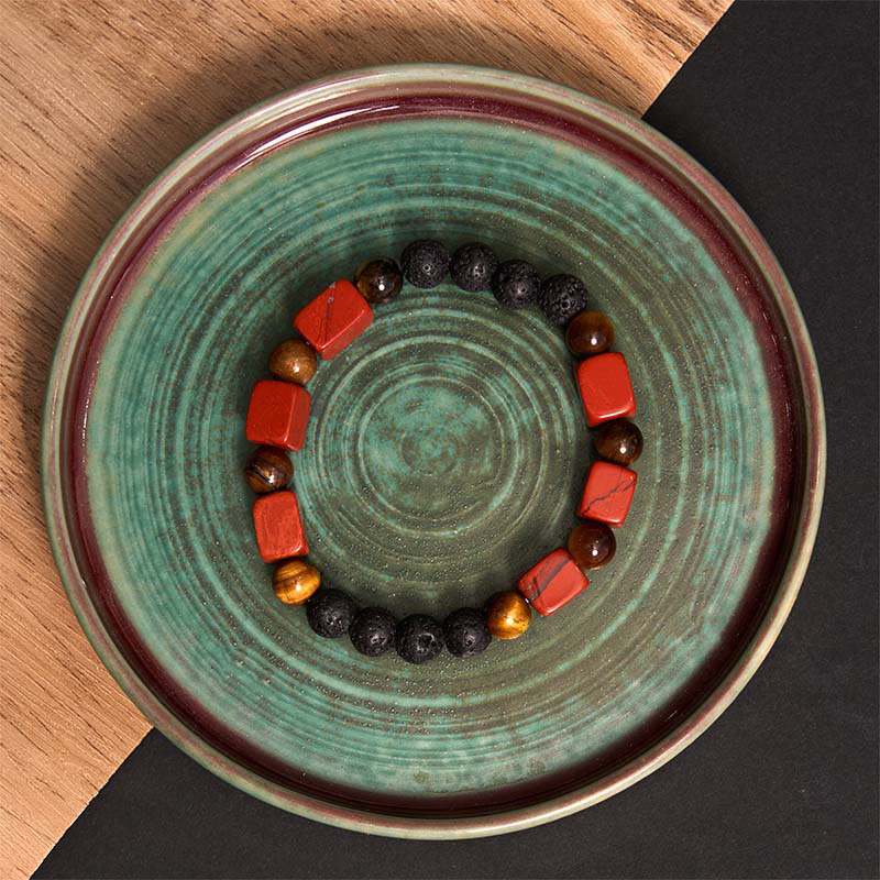 Various Crystals Cube Amethyst Lava Rock Support Bracelet - Image 36