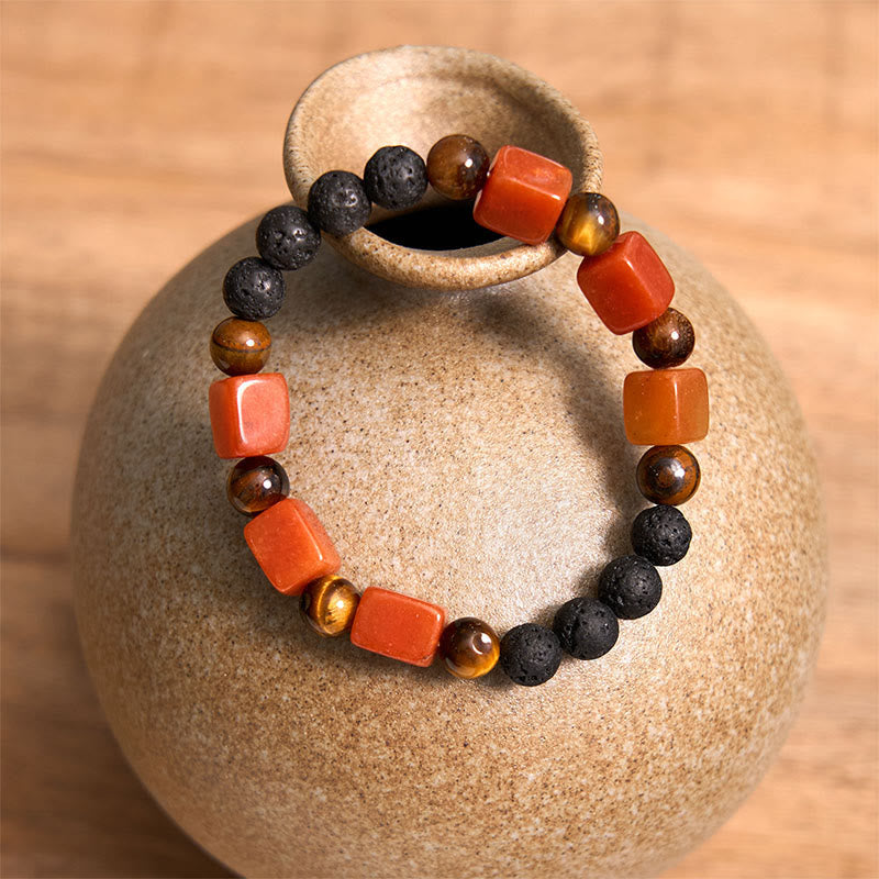 Various Crystals Cube Amethyst Lava Rock Support Bracelet - Image 53