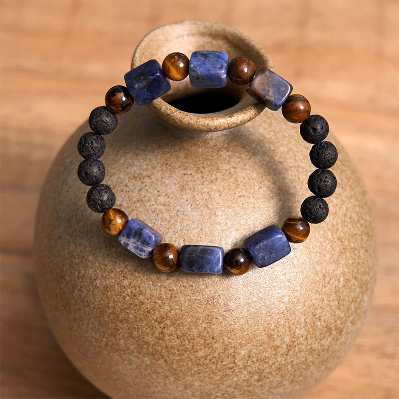 Various Crystals Cube Amethyst Lava Rock Support Bracelet - Image 43