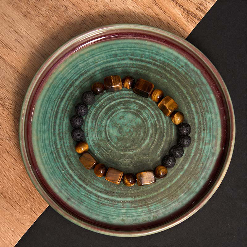 Various Crystals Cube Amethyst Lava Rock Support Bracelet - Image 17