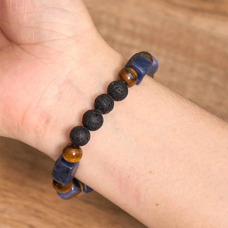 Various Crystals Cube Amethyst Lava Rock Support Bracelet - Image 46