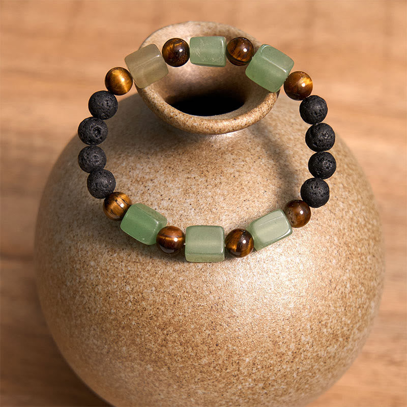 Various Crystals Cube Amethyst Lava Rock Support Bracelet - Image 24