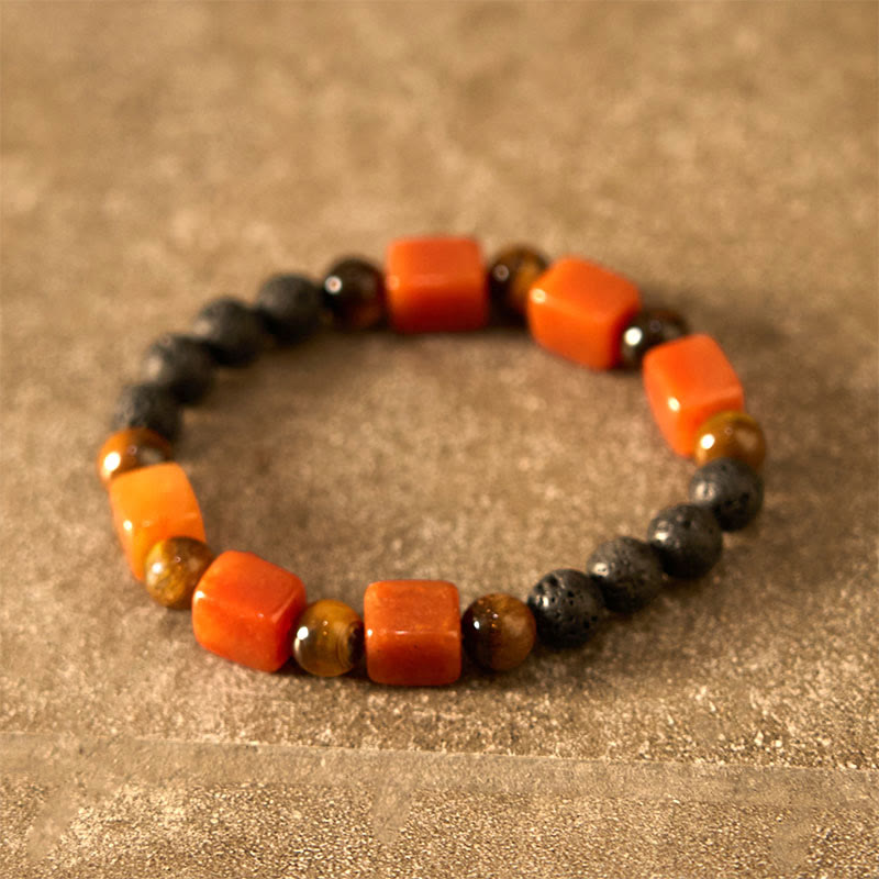 Various Crystals Cube Amethyst Lava Rock Support Bracelet - Image 55