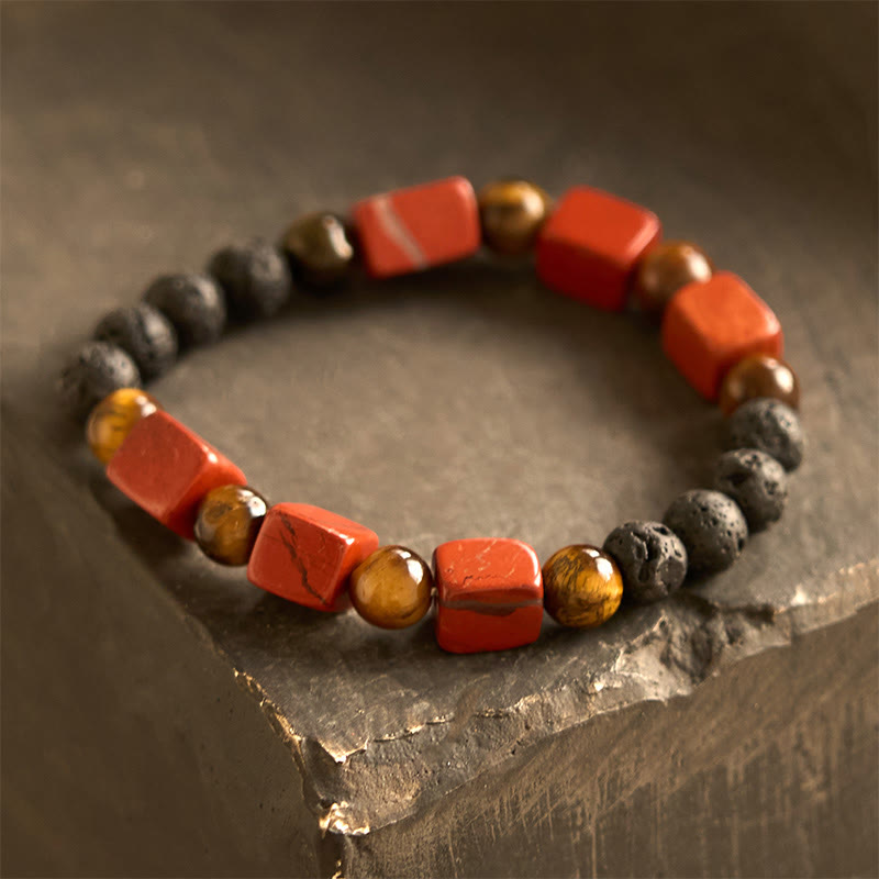 Various Crystals Cube Amethyst Lava Rock Support Bracelet - Image 30