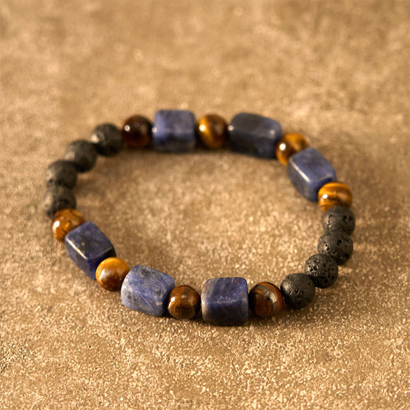 Various Crystals Cube Amethyst Lava Rock Support Bracelet - Image 44