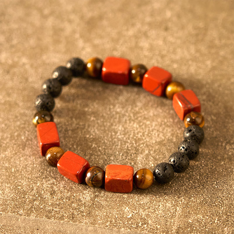 Various Crystals Cube Amethyst Lava Rock Support Bracelet - Image 33