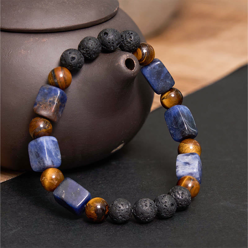Various Crystals Cube Amethyst Lava Rock Support Bracelet - Image 42