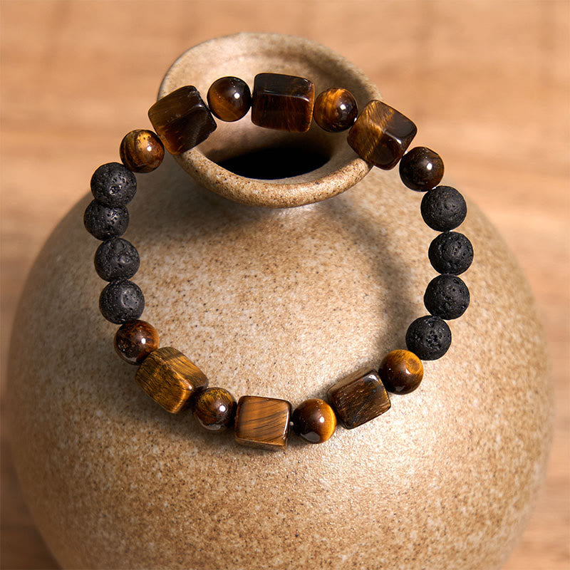 Various Crystals Cube Amethyst Lava Rock Support Bracelet - Image 14