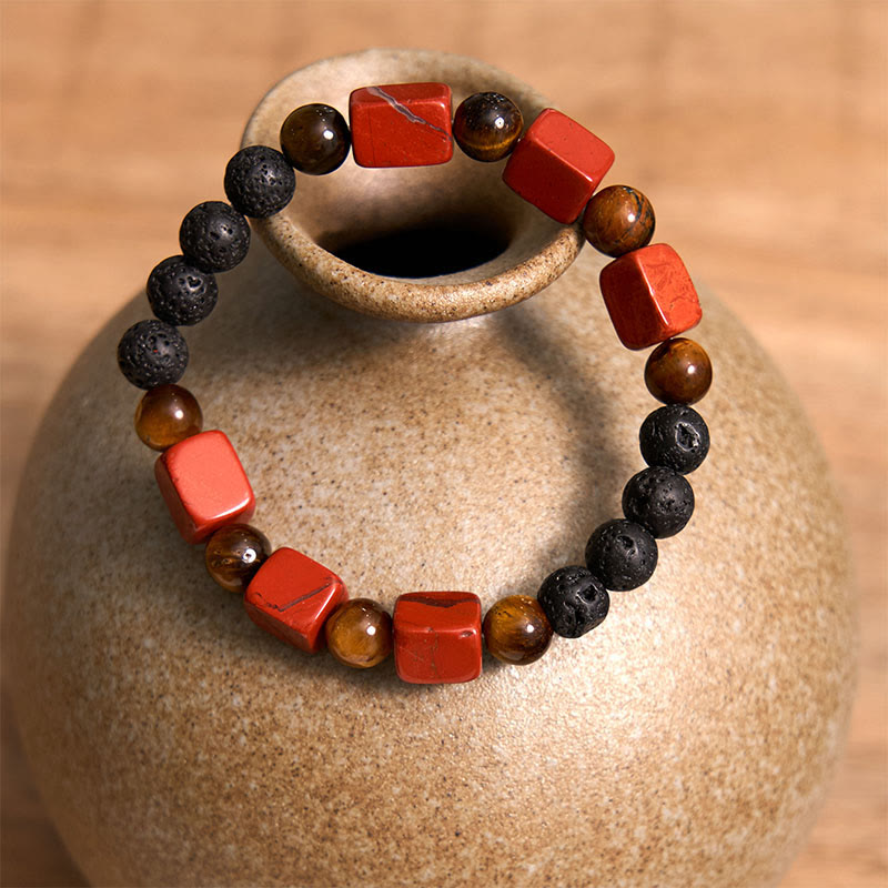 Various Crystals Cube Amethyst Lava Rock Support Bracelet - Image 32