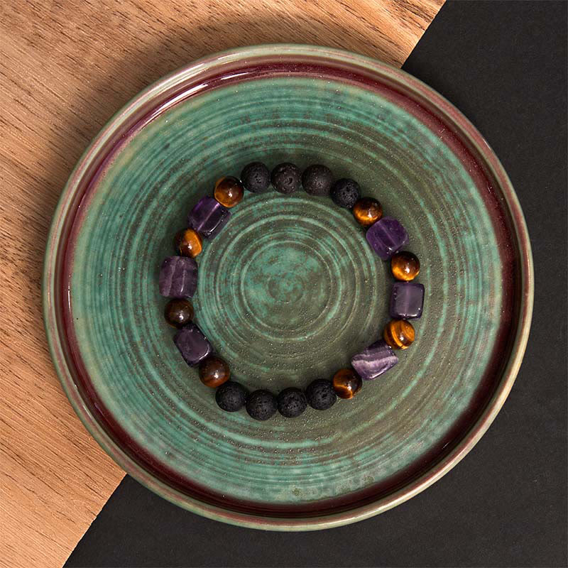 Various Crystals Cube Amethyst Lava Rock Support Bracelet - Image 7