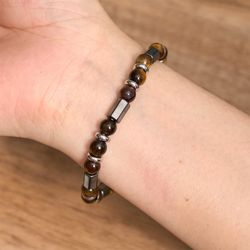 Tiger Eye Hematite Strength Buckle Chain Bracelet - Image 5