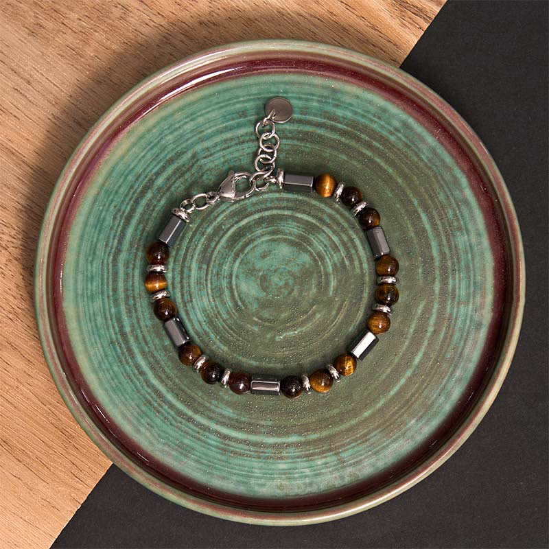 Tiger Eye Hematite Strength Buckle Chain Bracelet - Image 6