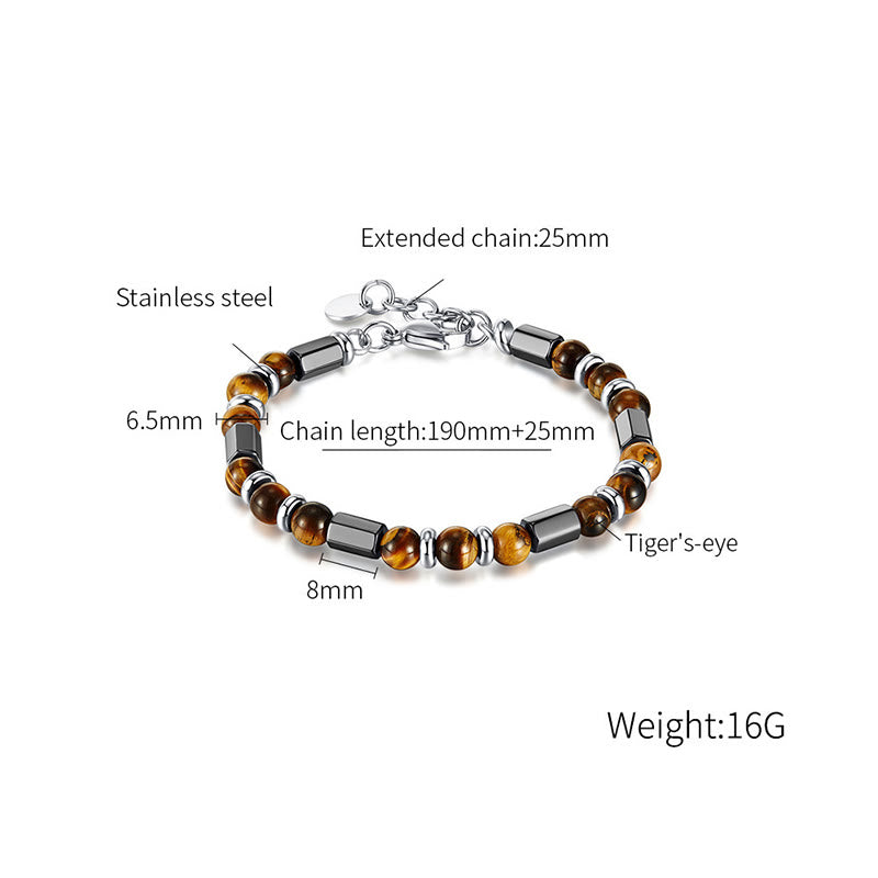 Tiger Eye Hematite Strength Buckle Chain Bracelet - Image 8