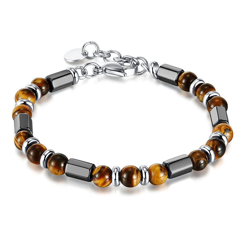 Tiger Eye Hematite Strength Buckle Chain Bracelet - Image 7