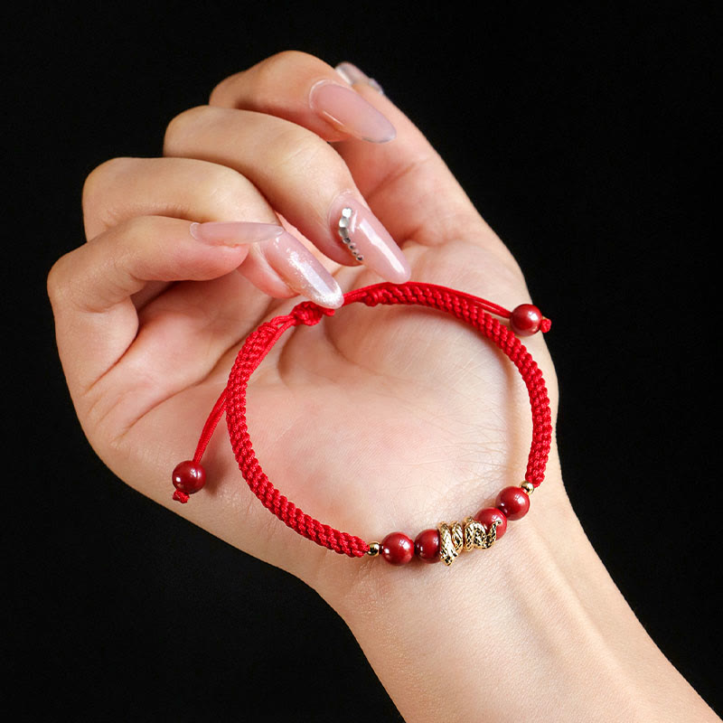 Cinnabar Handmade Year Of Snake String Protection Braided Bracelet