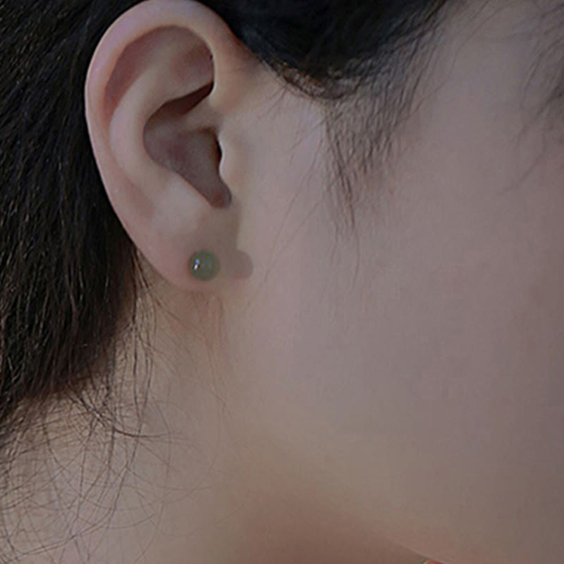 Round Jade Beaded Luck Stud Earrings - Image 17