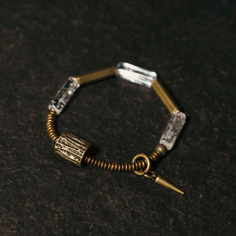 Copper Square White Crystal Luck Bracelet