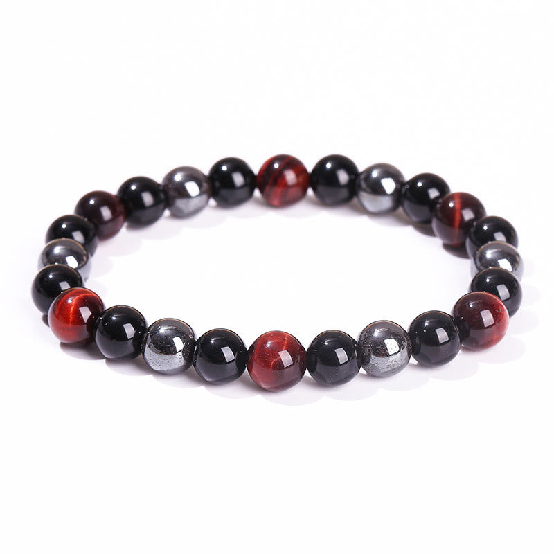 Natural Tiger's Eye Obsidian Hematite Positive Powerful Bracelet - Image 14