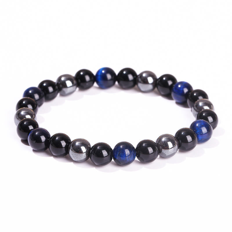 Natural Tiger's Eye Obsidian Hematite Positive Powerful Bracelet - Image 22