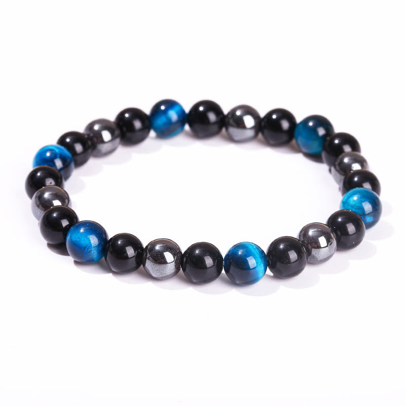 Natural Tiger's Eye Obsidian Hematite Positive Powerful Bracelet - Image 29