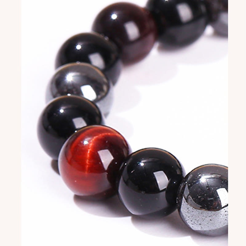 Natural Tiger's Eye Obsidian Hematite Positive Powerful Bracelet - Image 15