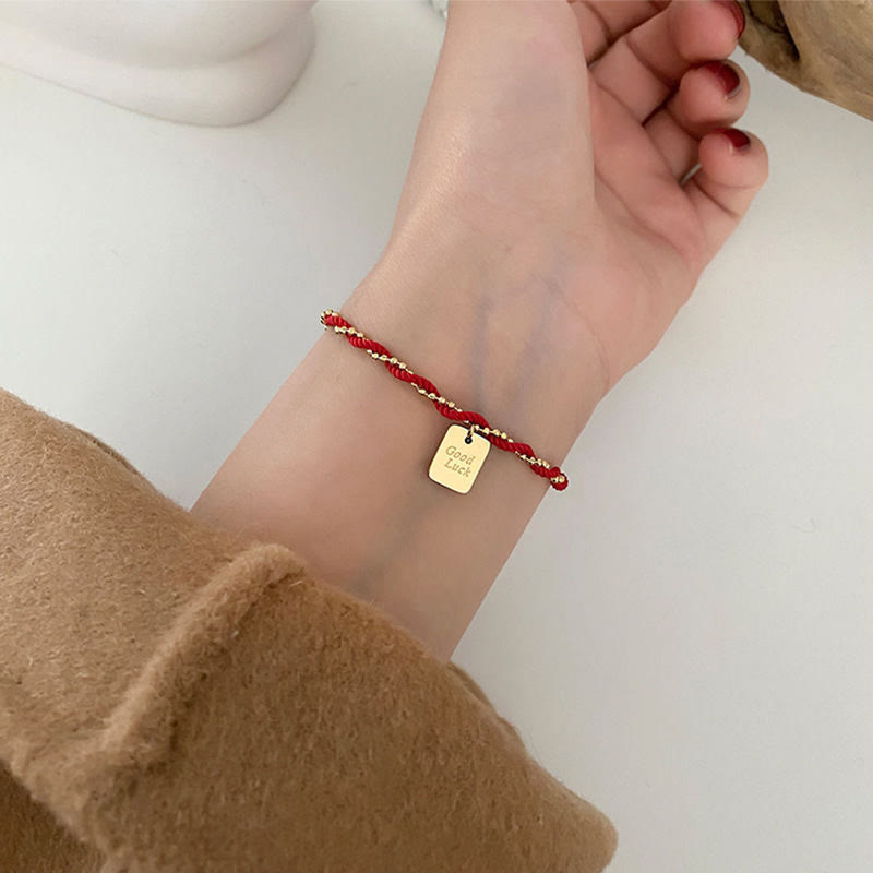 Red String Gold Plated Copper Good Luck Strength Bracelet - Image 14