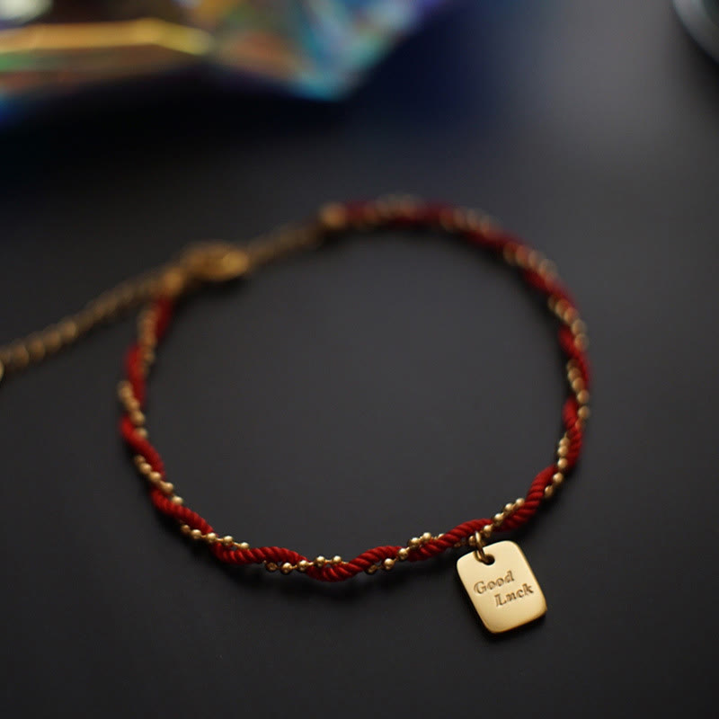 Red String Gold Plated Copper Good Luck Strength Bracelet