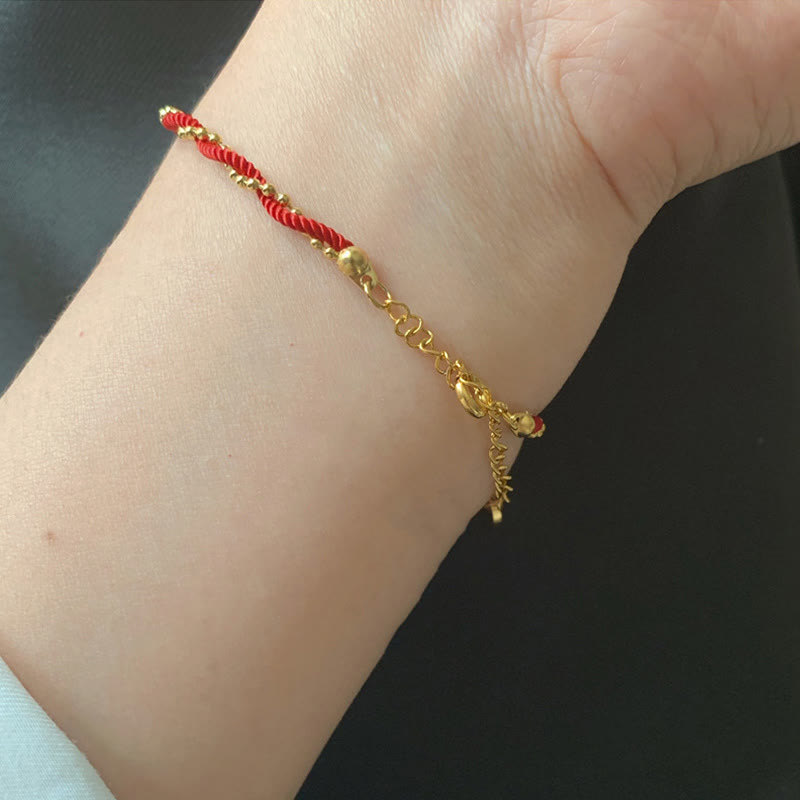 Red String Gold Plated Copper Good Luck Strength Bracelet - Image 12
