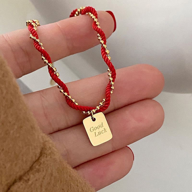 Red String Gold Plated Copper Good Luck Strength Bracelet - Image 11