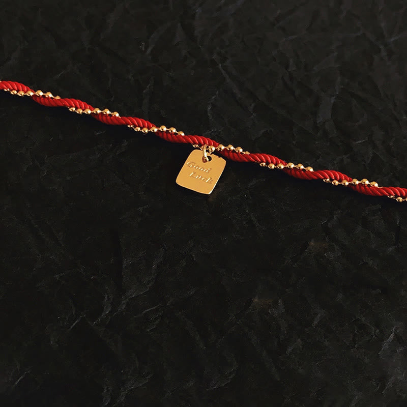 Red String Gold Plated Copper Good Luck Strength Bracelet - Image 3