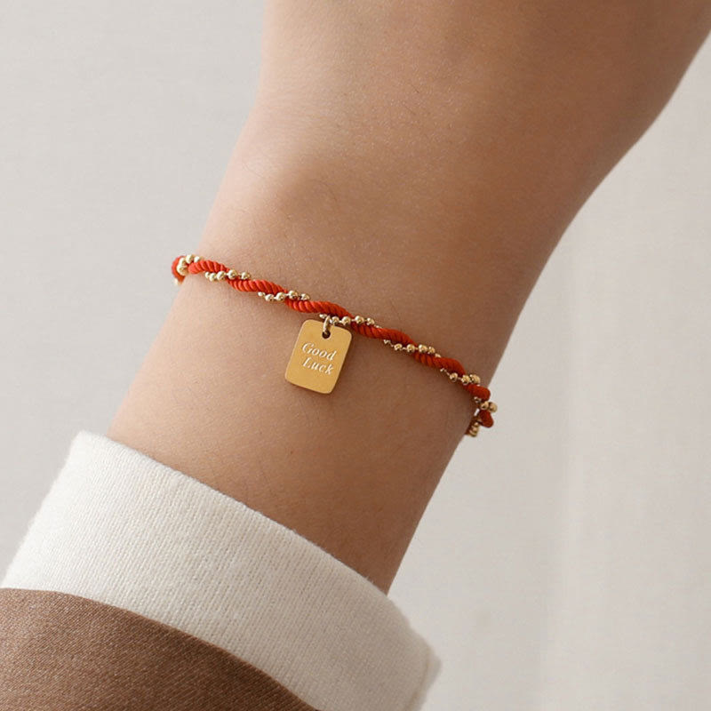Red String Gold Plated Copper Good Luck Strength Bracelet - Image 15