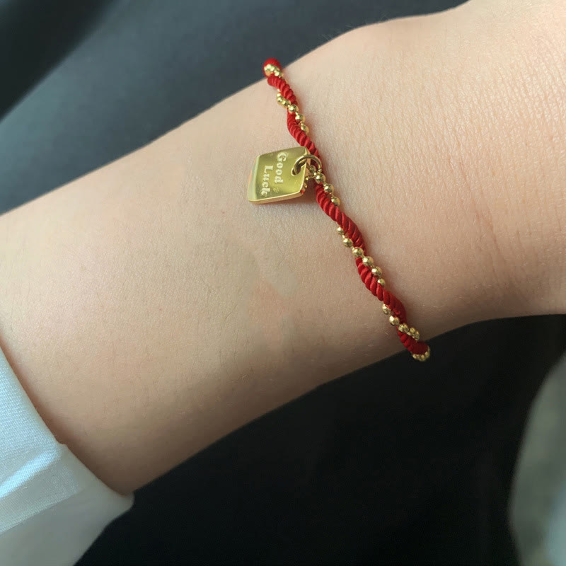 Red String Gold Plated Copper Good Luck Strength Bracelet - Image 13