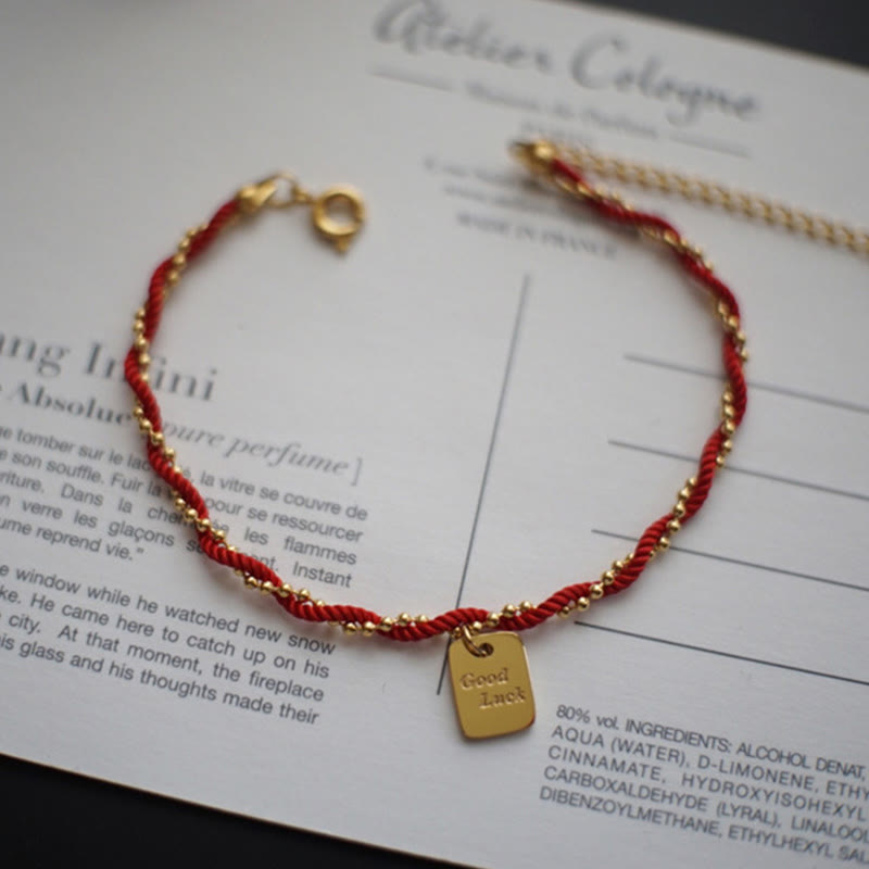 Red String Gold Plated Copper Good Luck Strength Bracelet - Image 8